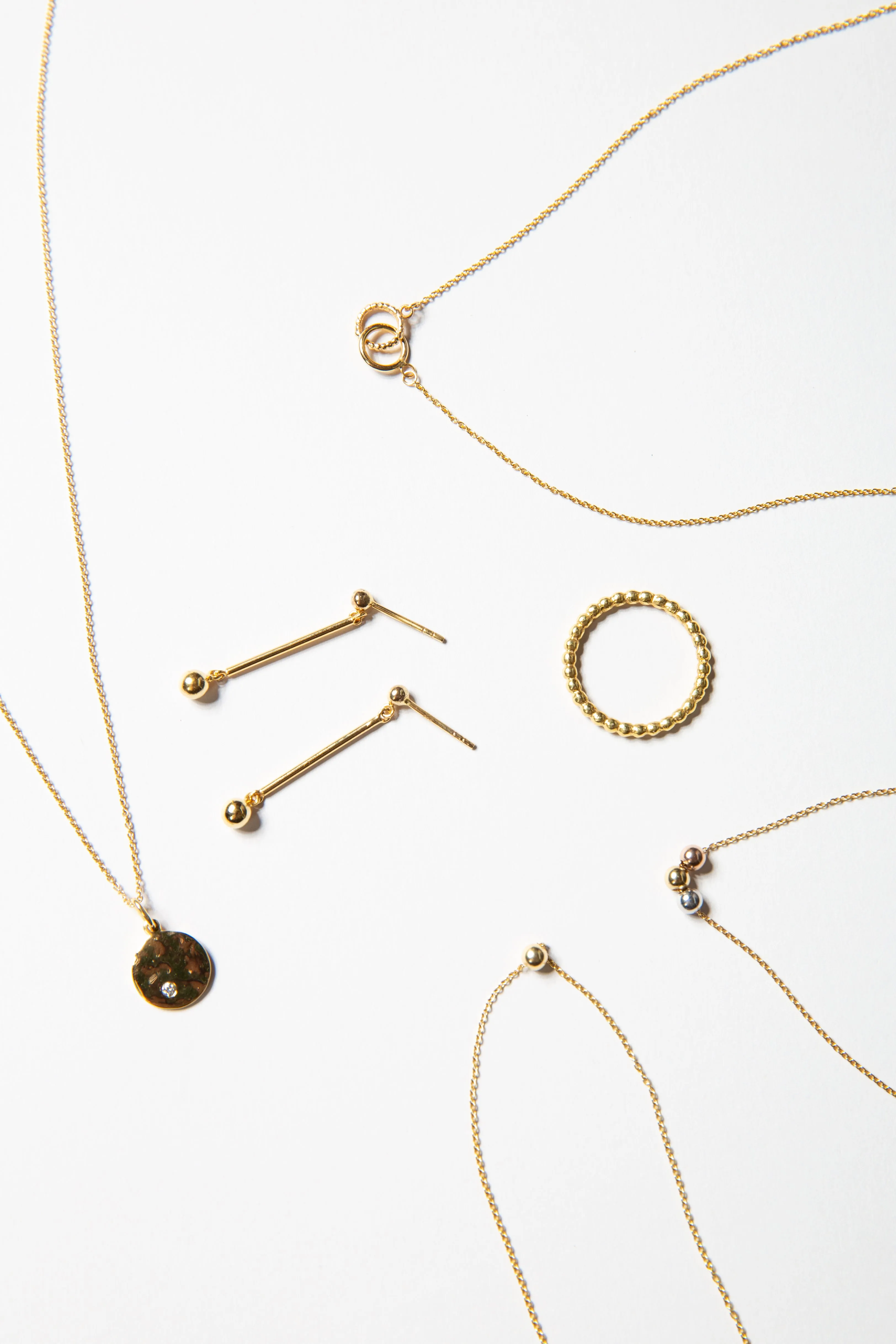 Points Drop Earrings, Solid 14k Gold