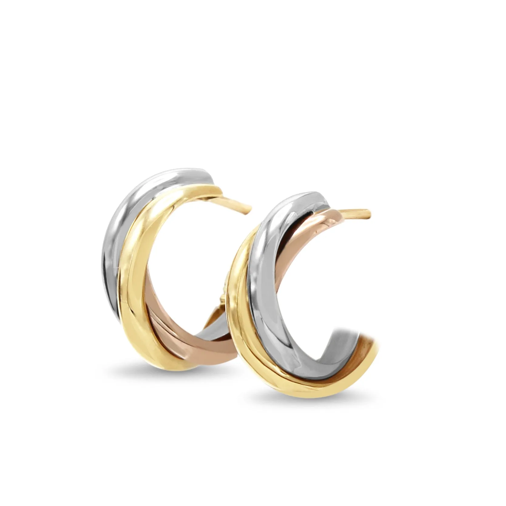 Russian Hoop Earrings - 18ct Rose, White & Yellow Gold