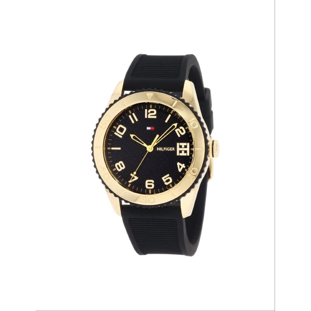 Tommy Hilfiger Women's 1781120 Sport Gold Toned Black Silicon Watch