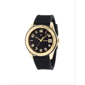 Tommy Hilfiger Women's 1781120 Sport Gold Toned Black Silicon Watch
