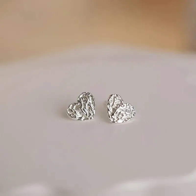 Vintage Silver Color Heart Simple Exquisite Student New Earring
