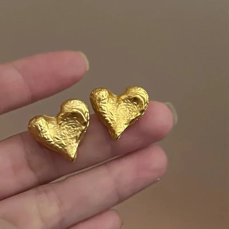 Vintage Silver Color Heart Simple Exquisite Student New Earring