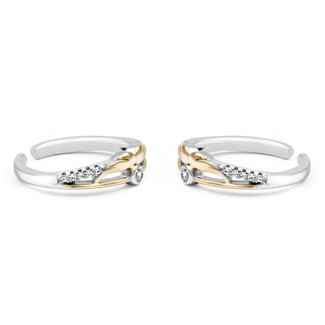 Zarkan Golden Spotlight Silver Toe Rings