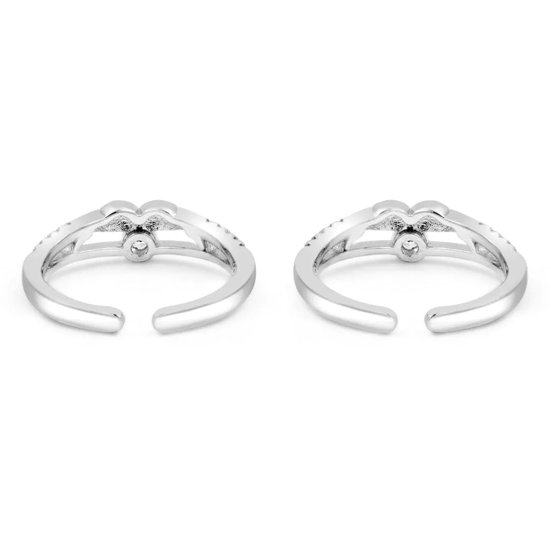 Zarkan Golden Spotlight Silver Toe Rings